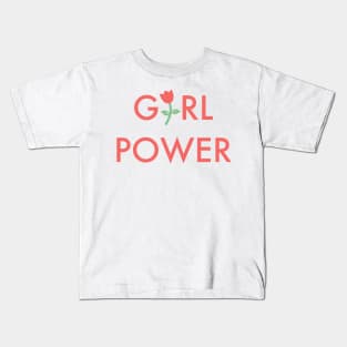 Red Girl Flower Power Kids T-Shirt